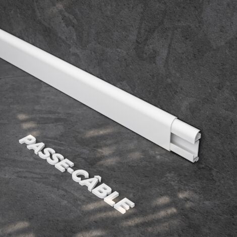 Plinthe Passe-Câble PVC 50 mm - Blanc - 1 m, Lot de 5