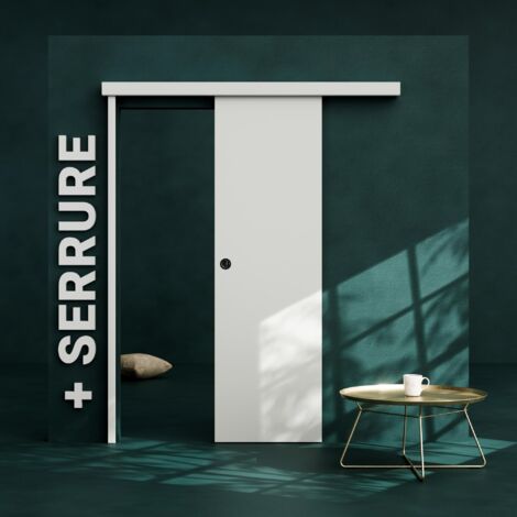 Mon Marché Déco – Porte coulissante prépeinte plane 63 cm – Rail et serrure inclus – Installation facile avec kit quincaillerie – Usage intensif et fluide (1/4)