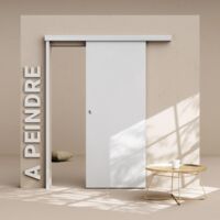 Porte Coulissante avec Rail - Prépeinte Plane 83 cm - Avec butée