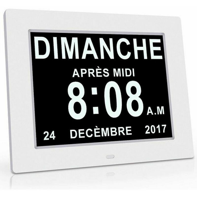 Horloge Calendrier Alarme Auto Dimming Pour Les Personnes Agees Alzheimer Et Les Enfants Blanc