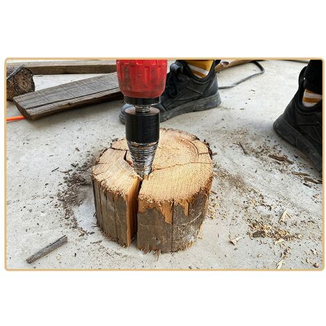 strass pour couper le bois Cône en bois à découper Round handle vis d'entraînement à fendre embout de fendeur de bois de haute dureté pour perceuse à percussion électrique 