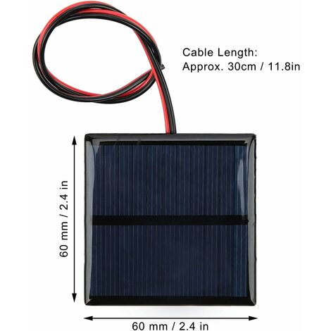 Garosa Mini Panneaux solaires pour lénergie Solaire 5 pièces DC5.5V 80mA Module de Panneau Solaire Bricolage Chargeur de Cellule époxy Solaire avec Ligne Noire 30CM Rouge 