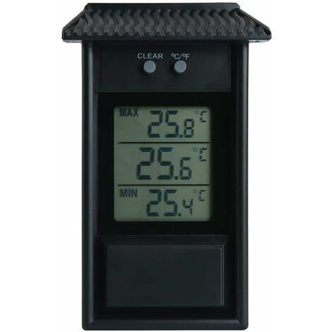 Thermomètre numérique Max-Min pour serre - Pour jardin, terrasse ou serre Guazhuni （Noir）
