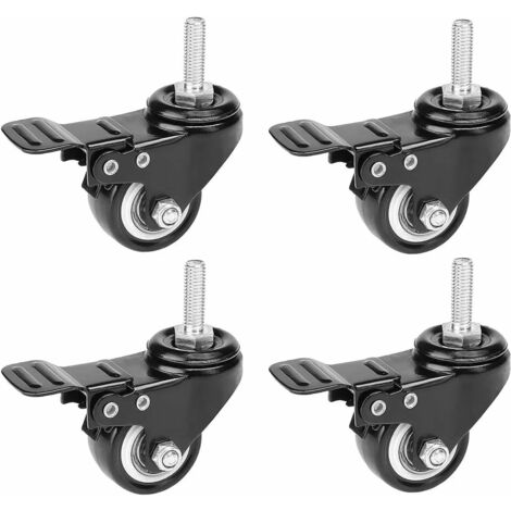 Heavy Duty Roulette 4 Pièces Roulettes pour meubles 50mm Roues Plaques Industrielles Transport Roulettes Pivotantes Avec Roues Avec Frein Plaques Industrielles Roue pour Meuble Transport 