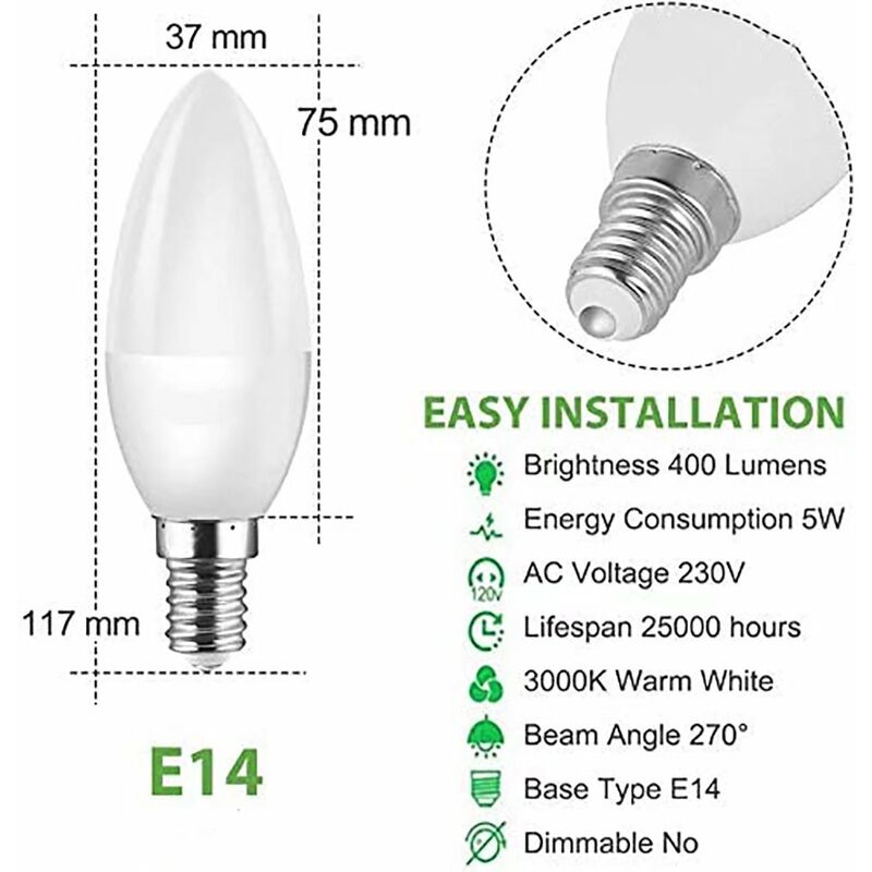 Ampoule LED MR16, Blanc Chaud 3000K, Ampoule 5W Equivalent à 50W lampe  halogène, AC/DC 12V, 450LM, 40° Angle, Non Dimmable, Lot de 6 [Classe  énergétique A++]