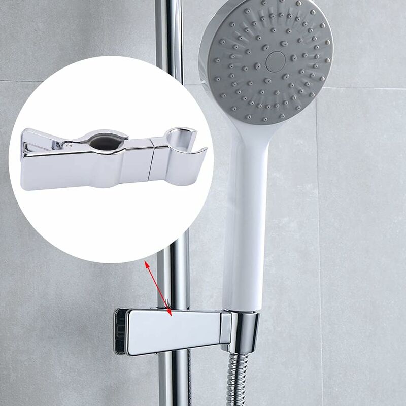argent Support de pommeau de douche réglable de 20 à 25 mm support de rechange pour barre coulissante pince de rechange pour salle de bain 