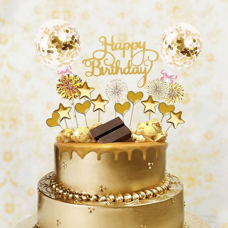 Cake Topper Happy Birthday Décoration de Gâteau Joyeux Anniversaire Topper  Rond en Bois Décor Anniversaire : : Cuisine et Maison