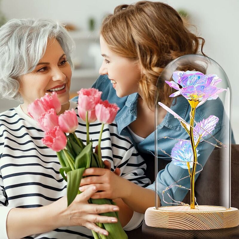 Cadeau Fete des Meres, Cadeau Maman,Rose Eternelle sous Cloche