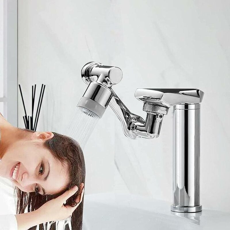 Extension de robinet rotative universelle. Pulvérisateur de robinet rotatif  1080 - Aérateur de buse d'eau à bras robotisé pour robinet. Accessoires  pour éviers de cuisine