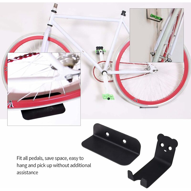 Crochet de Vélo à Montage Mural Support de Stockage Bicyclette Kit pour  Garage Intérieur - Noir