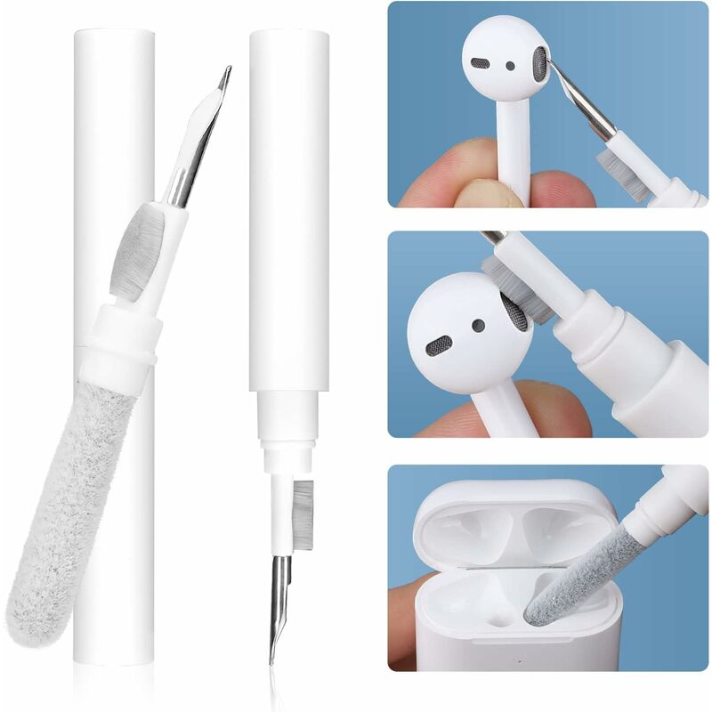Sans fil compatible Bluetooth Earphone Cleaner Pen Kit Casque Brosse de nettoyage  pour Airpods Casque Clavier Outils de nettoyage Noir