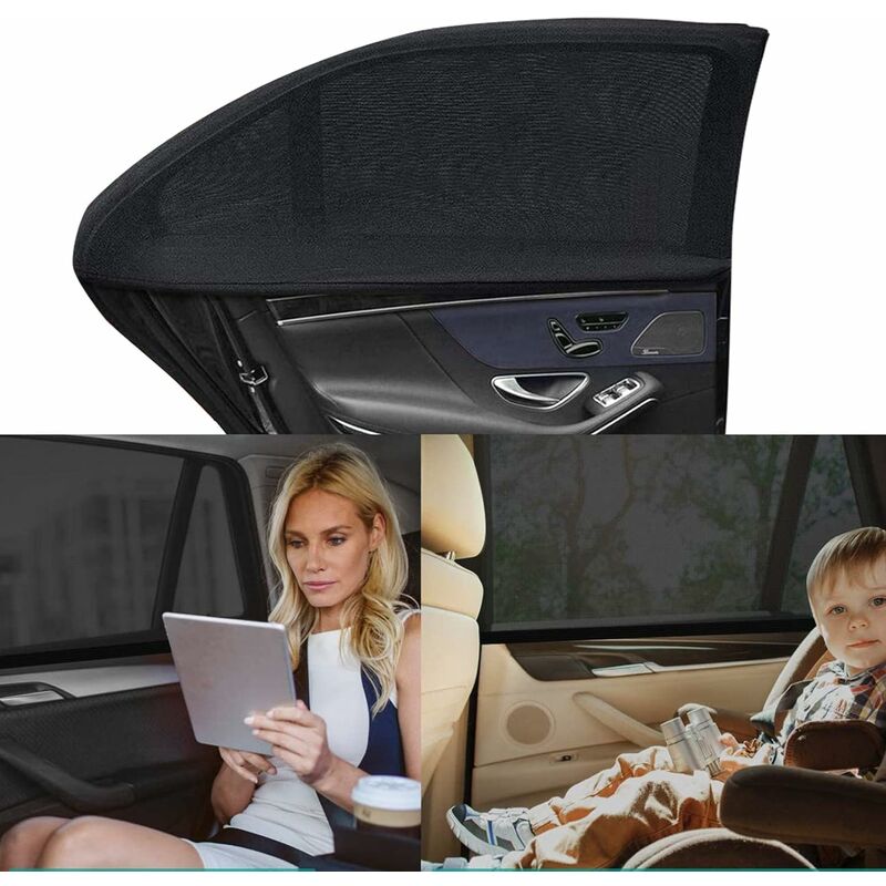 2 pièces Flexible Auto côté fenêtre arrière pare-soleil maille rideau  voiture Protection UV maille couverture