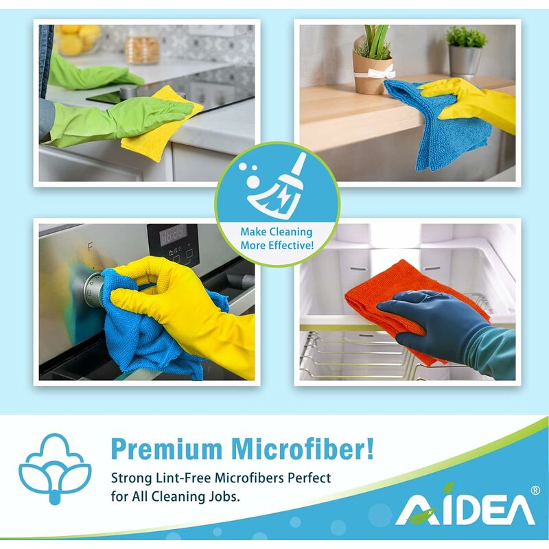 12 chiffons de nettoyage en microfibres, plus doux, sans peluches, pour la  maison, la cuisine, la