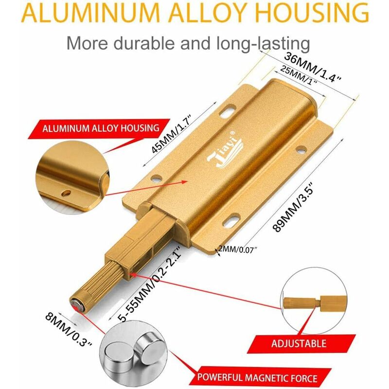 Aimant Porte Placard Triomphe Lot de 4 Loquet Magnetique Ultra Mince Aimant  Armoire Puissant Pour Fermeture