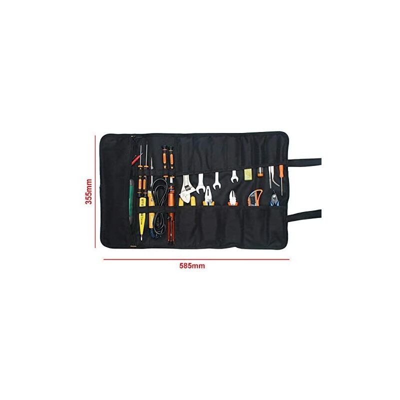 Koolertron Sac à Outil Imperméable Trousse Sacoche Enroulable Porte Outils  900D Oxford Portable Rangement pour Bricoleur Garage Voiture Moto (Noir) :  : Bricolage