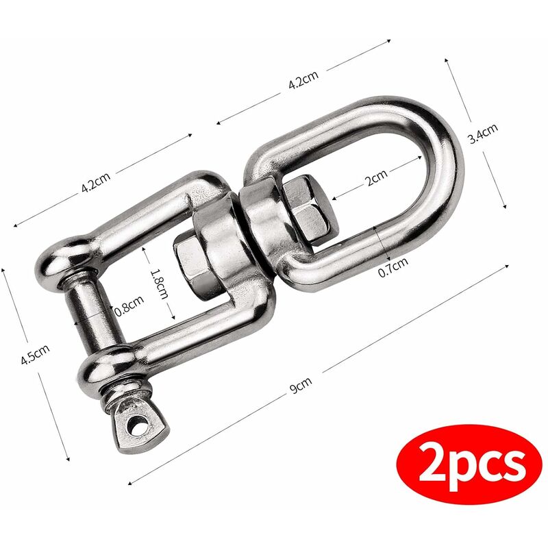 Manille Droite Longue Inox A4 Marine toutes tailles, du 4 au 12mm