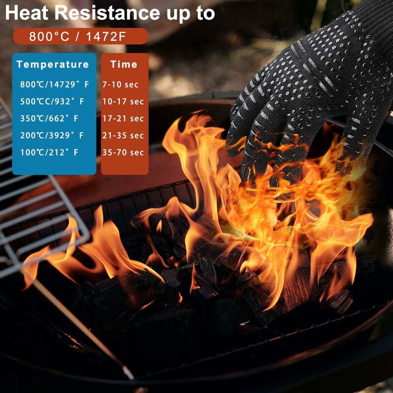 Gant Four Gant Barbecue, Antidérapant Silicone Gant Anti Chaleur 800℃,  Universel Gant Cuisine Four pour