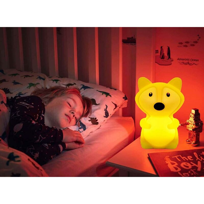 Veilleuse pour enfants Chambre Lampe Bebe Veilleuse Multicolore veilleuse  enfant LED Veilleuse 9 Couleurs Veilleuse Bébé Veilleuse Veilleuse silicone  (Télécommande + Tactile Dimm) - Grand Renard,Yeuri