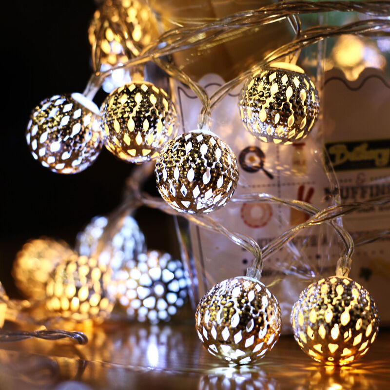 Guirlande Lumineuse Marocaine 20 Boules Argentées LED Blanc Chaud pour  Intérieur Carivent