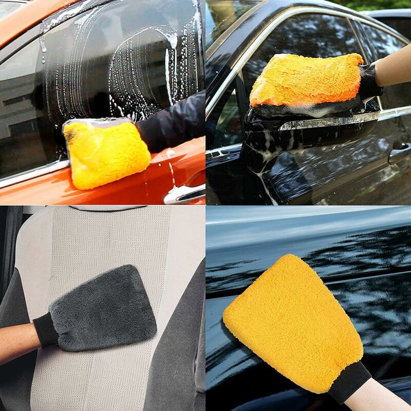 Gant de Lavage de Voiture, Gant de Corail en Chenille et Chiffon de  Nettoyage en Microfibre, Bleu, 4 Pièces : : Auto et Moto