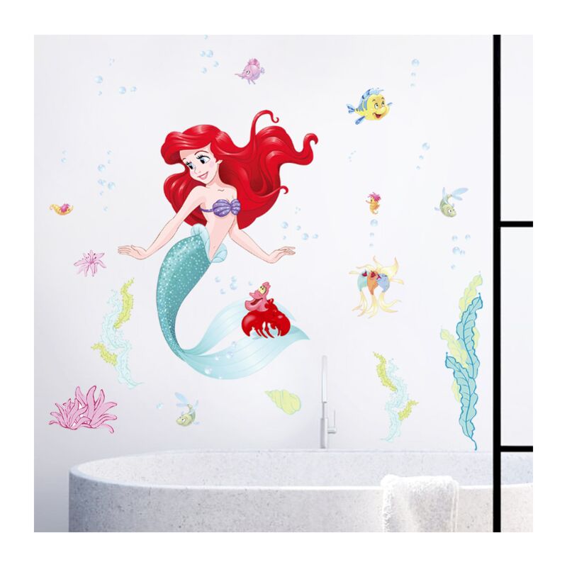 Stickers Muraux la Petite Sirène Ariel Autocollant Décoratifs Princesse  sous Marine Décoration Murale Chambre Bébé Fille