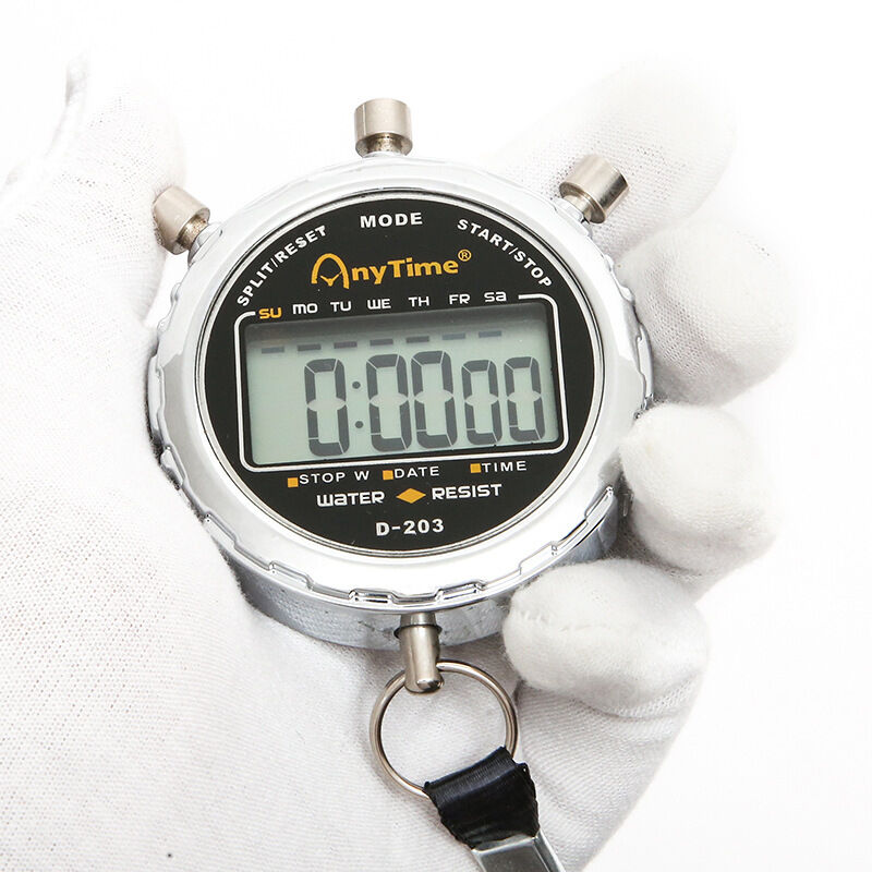 Chronomètre Numérique, Imperméable 1/100 Seconde Précision Minuterie,Poche  Grand écran LCD Réveil