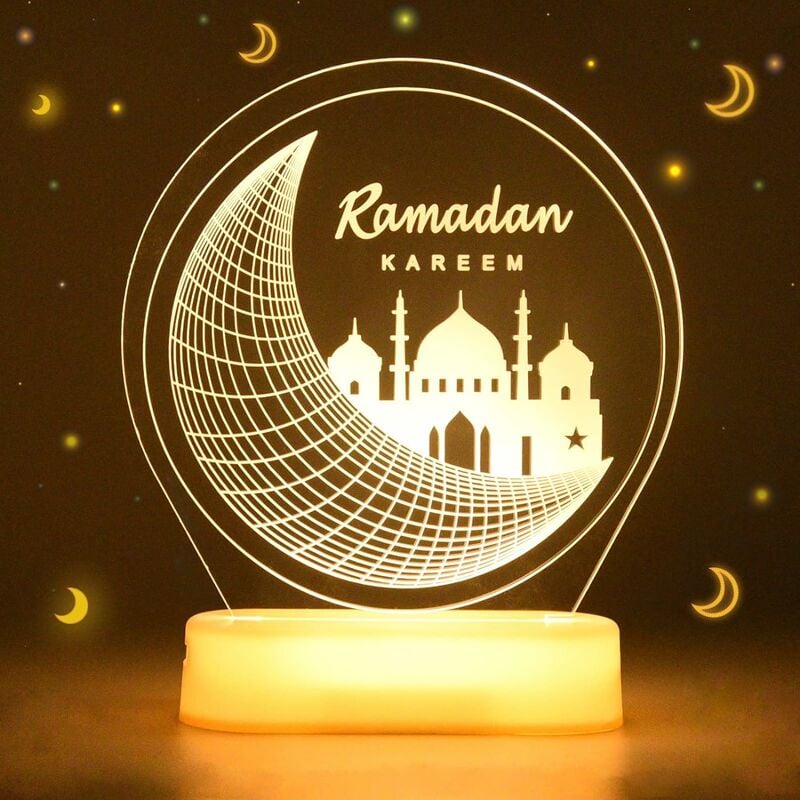 Lampe de table alimentée par batterie en forme de lune Ramadan