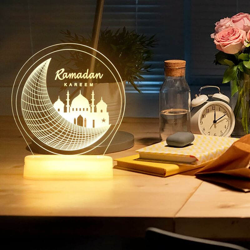 Eid Mubarak-Lampe LED décorative pour Ramadan Kareem, luminaire décoratif  pour la maison, idée cadeau