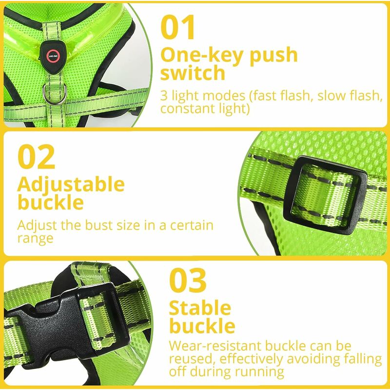 Fournitures D®, Ceinture de sécurité LED - Vert - rechargeable avec USB -  éclairage 