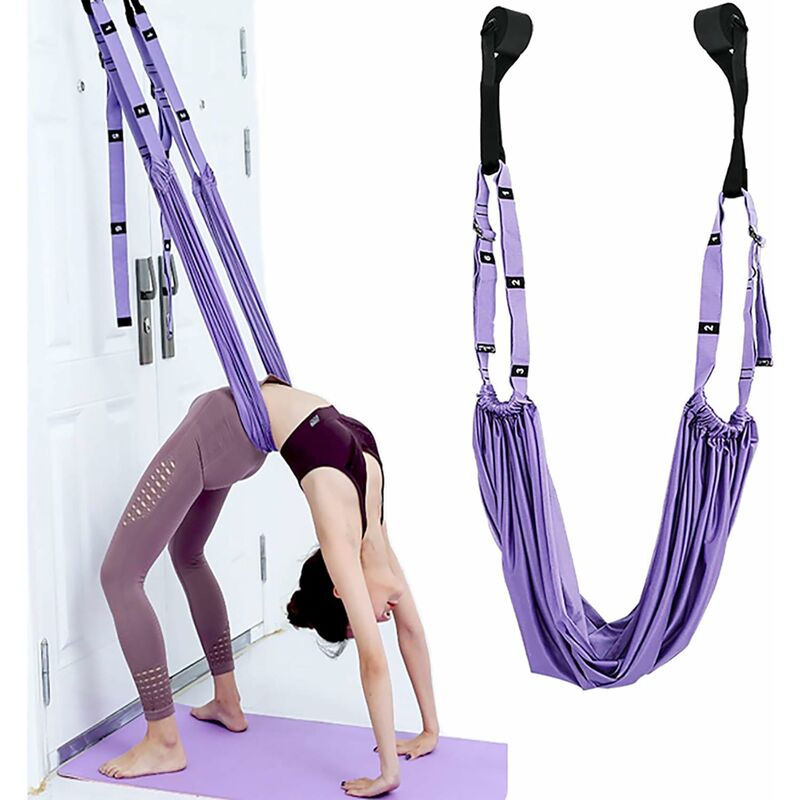 Sangle de yoga extensible - Sangle de yoga en polyester et coton -  Inversion Stretch - Pour yoga, ballet, pilates, gymnastique, entraînement  flexible - Violet - Oi-FRIS