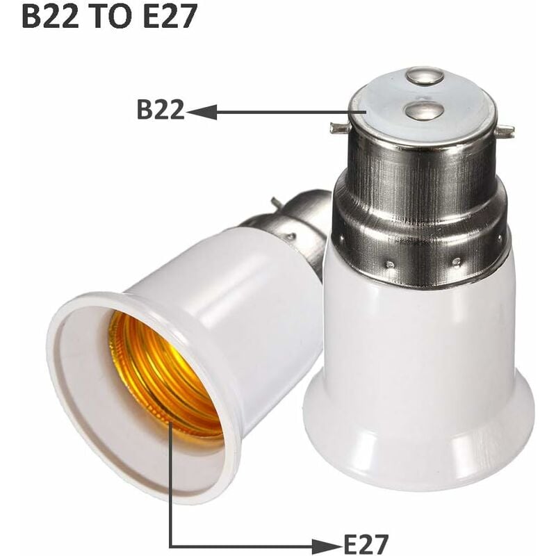 Lot de 5 convertisseurs de culot baïonnette E27 vers culots ç vis B22 Efly.  E27 vers B22 avec éclairage DEL. élargisseur de douille d'ampoule.