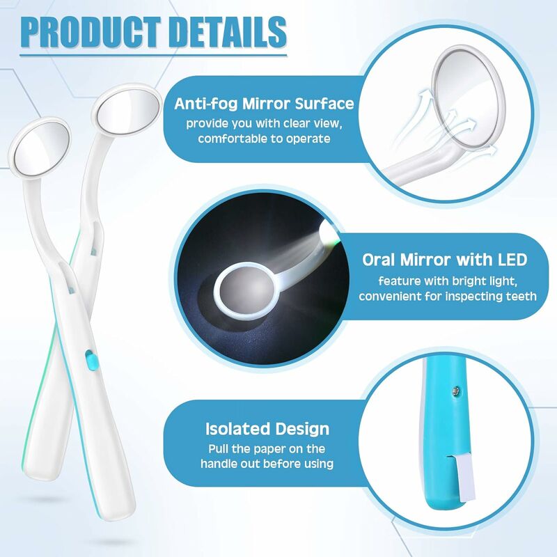 Miroir dentaire avec Light 1 Set - Miroir dentaire antibuée pour les dents, miroir  dentaire avec lumière LED, miroir buccal Dentist Oral Care Tool