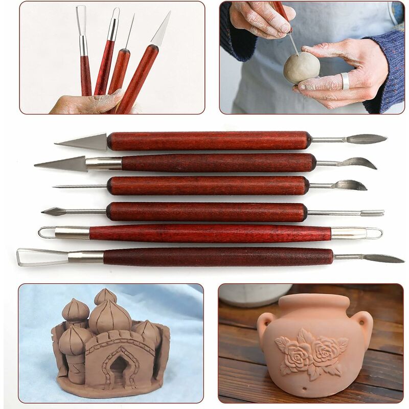 Kit d'outils de poterie et d'argile pour débutants, 25 pièces
