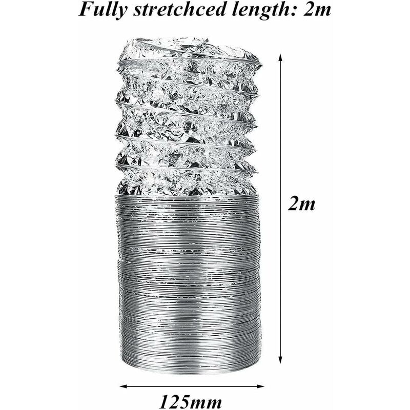 Tuyau d'évacuation d'air en Aluminium - Isolant Thermique et Acoustique  105-110 mm Conduit Tube de Ventilation Flexible pour Climatisation,  Aérateur, Sèche-linge, Hotte (ø 100 mm1.2 m)