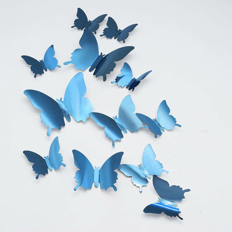 Lot de 24 autocollants muraux 3D en forme de papillon,Décoration