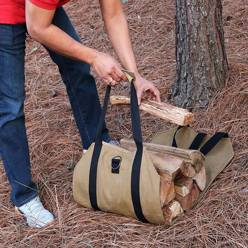 Toile Sac à Bûche Cheminée, Grande Capacité Sac à Porte-bûches