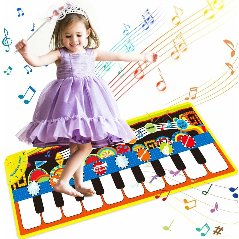 Tapis de piano musical, 80 x 30 cm, pliable, clavier de piano pour enfants,  tapis de sol, instrument de musique électronique, jouets éducatifs avec 10  touches et 8 sons de musique pour