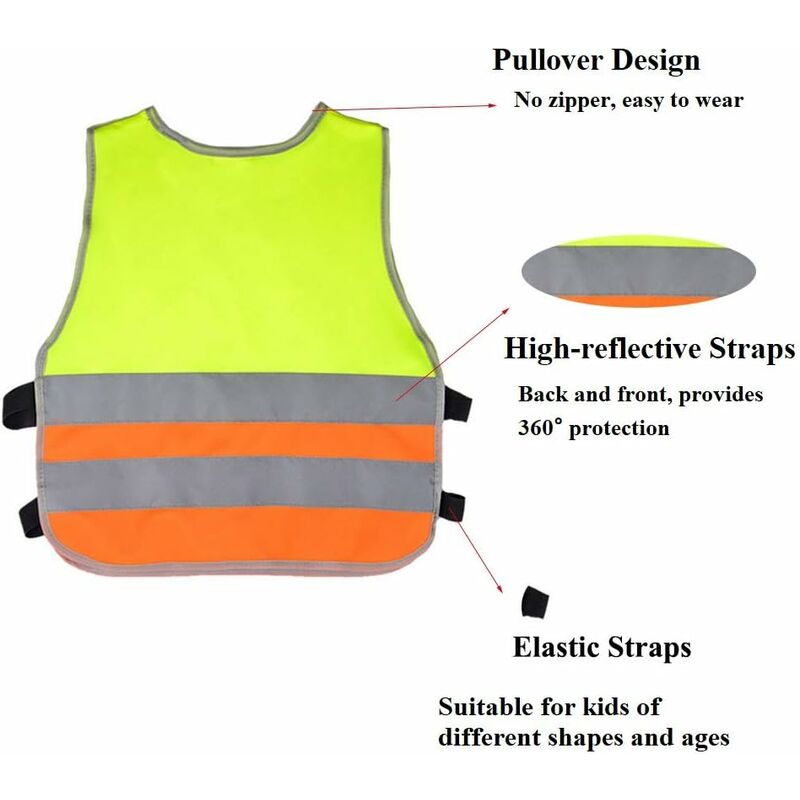 Enfants Sécurité Gilet Gilets Bébé Haute Visibilité Réfléchissant Toddler  Vêtements De Travail Veste 2 Bandes Élastiques (