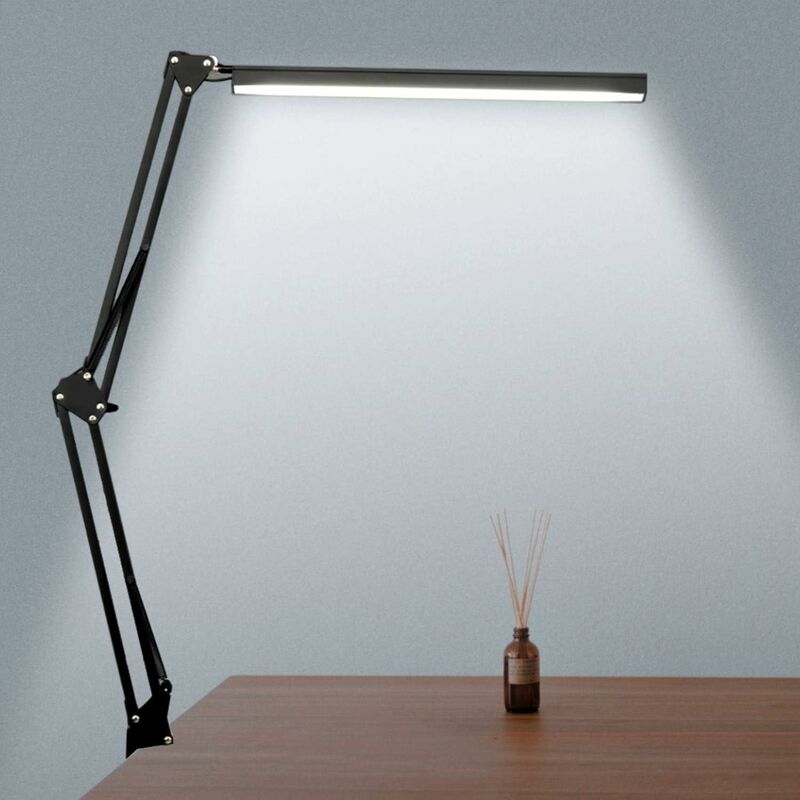 Lampe de Bureau 5W Lampe d'Architecte, avec Pince, LED Protection des Yeux,  Atténuation et Température de Couleur Réglable, Contrôle Tactile