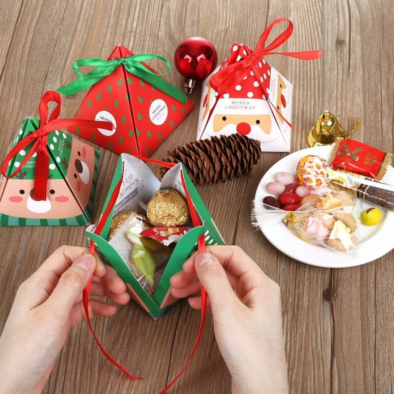 32 Boites Cadeau Noël Motif Sapin Bonhomme de Neige Arbre de Noël pour  Chocolat Bonbons Biscuits et Petits Cadeaux