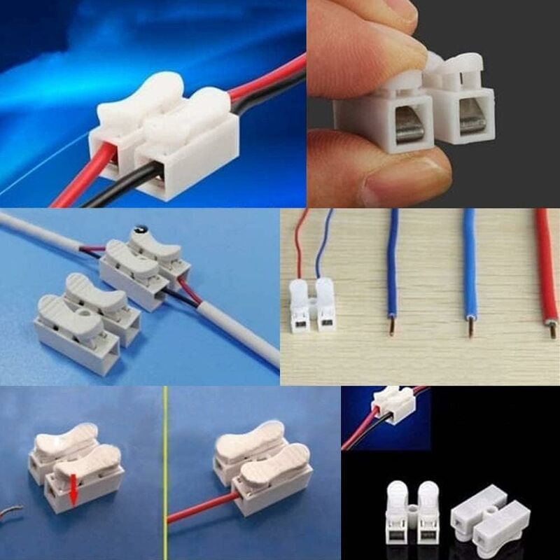Connecteur de fil, 100 pièces connecteurs de câble 10A 450V 2 broches  connecteurs de fil à