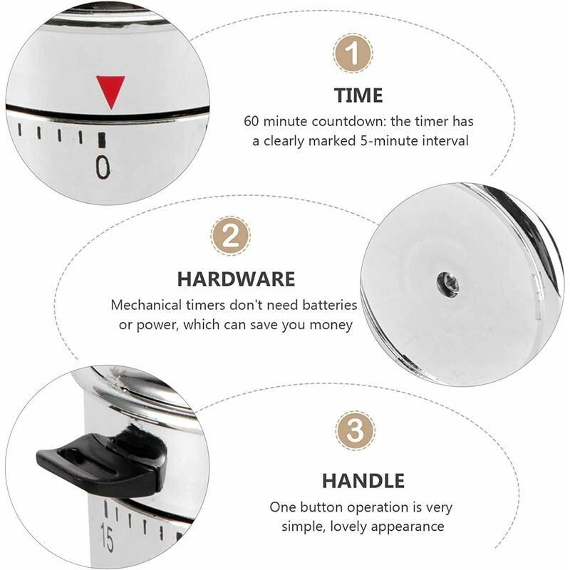 Generic Minuteur Inox Oeuf 60 Minuteur Cuisine Compteur Chronomètre  Mécanique à prix pas cher