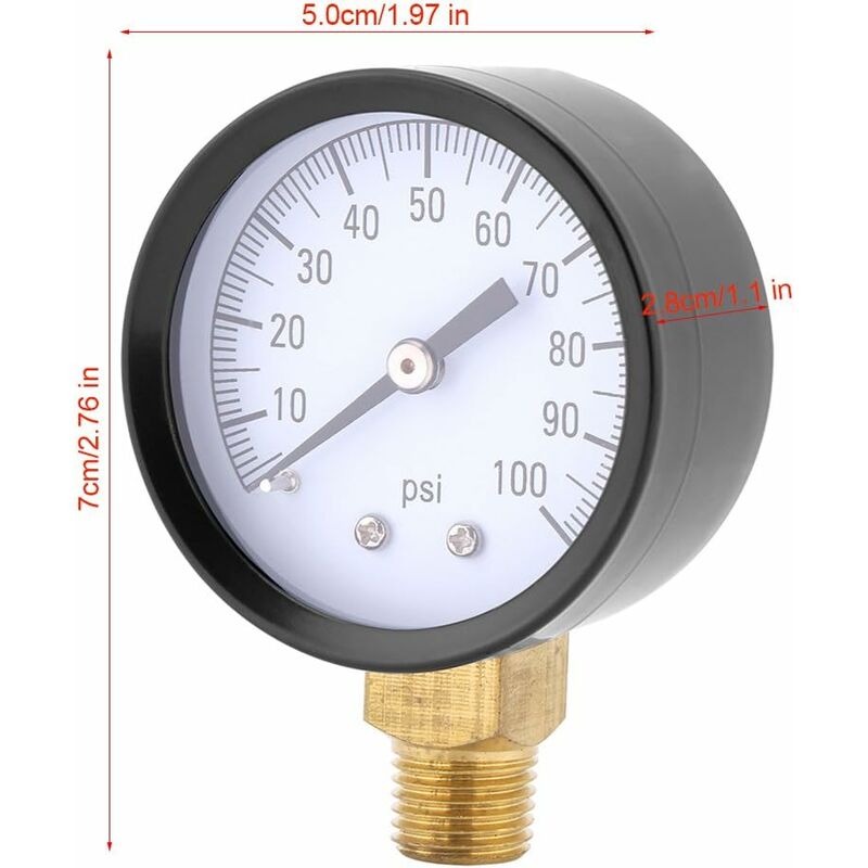 0-1bar 50mm Jauge de pression d'eau Mètre 1/4 Inch Npt Fileter Manomètre  -50-15psi
