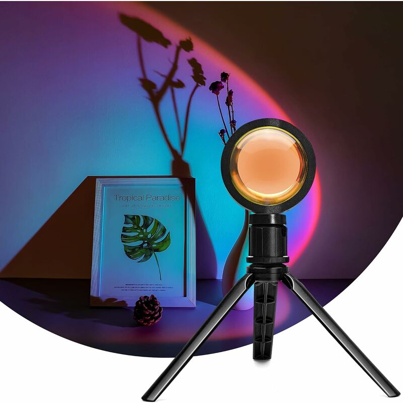 Lampe Coucher de Soleil - 16 Couleurs Changeantes Sunset Projection Lamp  avec 4 Modes D'éclairage, Sunset Lamp USB à Rotation à 180° avec  Télécommande, Idéale pour Photographie, Fête, Décoration : :  Luminaires et Éclairage