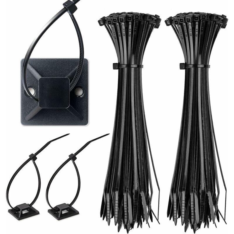 100 Pièces Clips pour Cable,BR-Vie Attaches de Cable Clips de Câble  Adhesive Attaches Ajustables