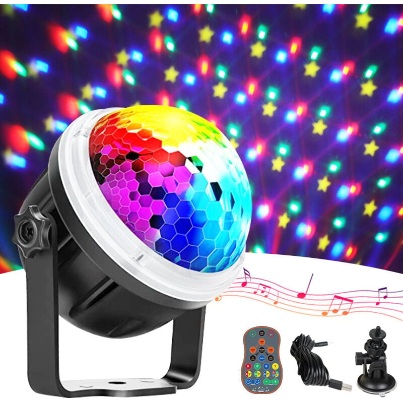 Lampe de Scène,Jeux de lumière Soirée Boule à Facette à Télécommande LED  Disco Eclairage DJ