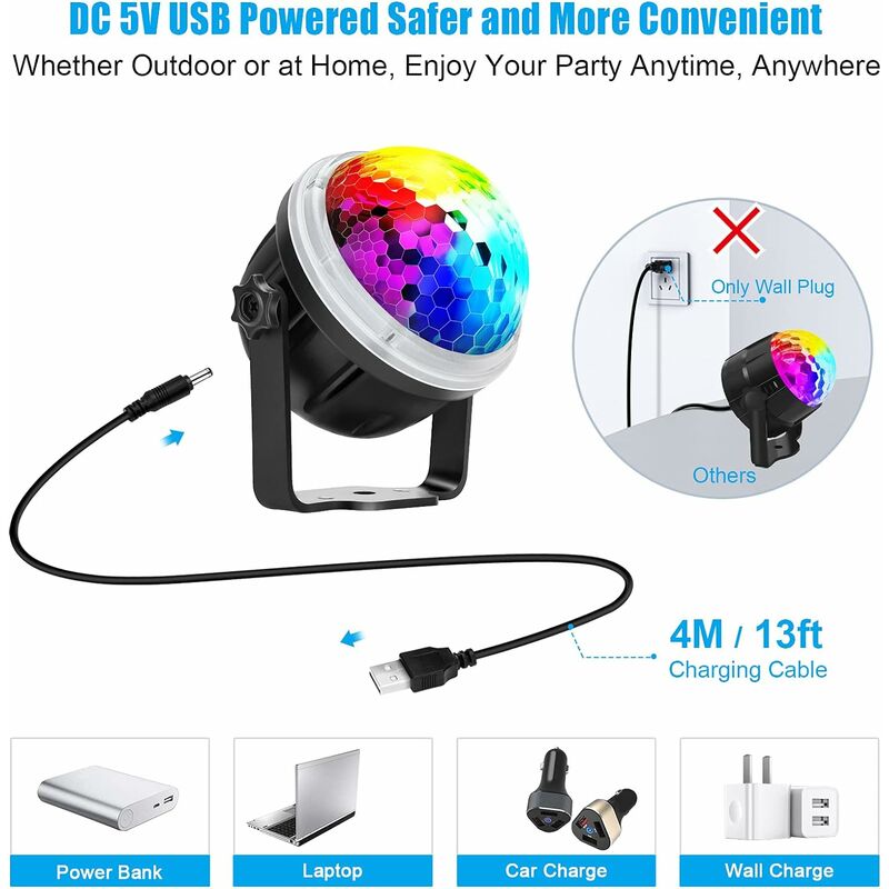 Enceinte bluetooth boule stroboscope rgb pour soirée disco