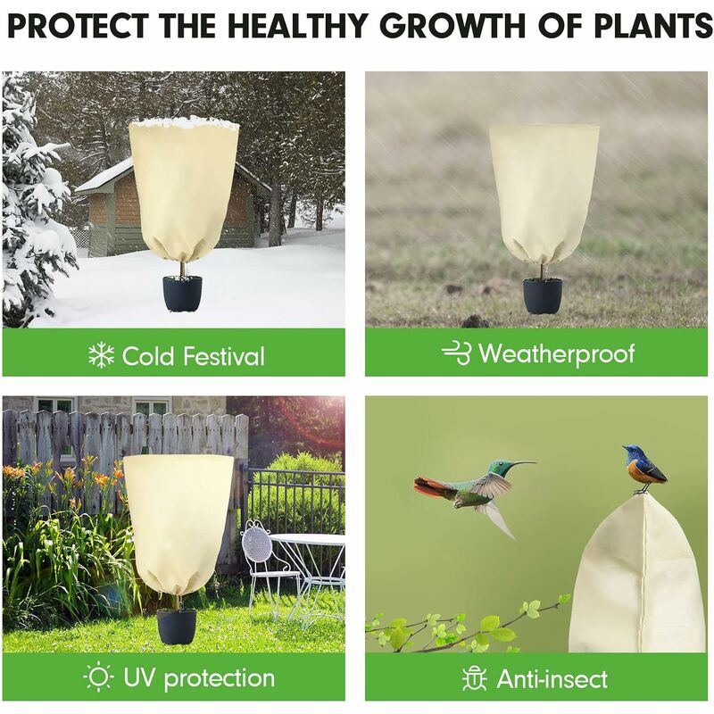 Housse de Protection contre le froid pour plantes, couverture d'hiver  lourde, Anti-gel, fermeture éclair