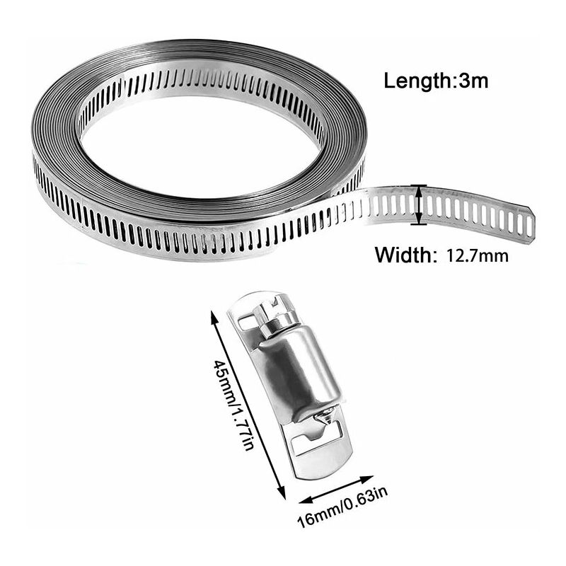 Tête de bande sans fin pour collier de serrage - inox A2 - largeur 8mm -  boîte de 50