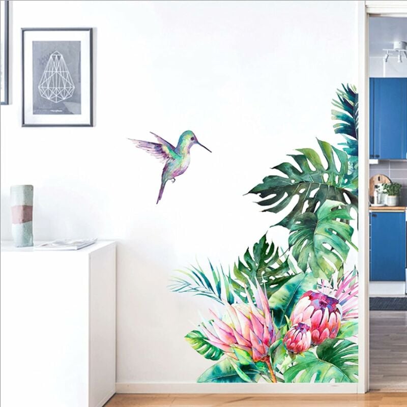 Sticker mural décoration murale autocollant XL 187*128 cm arbre fleur  oiseaux